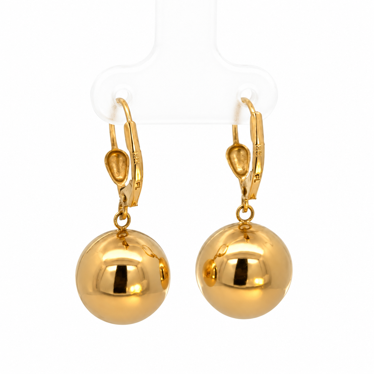 14K Yellow Gold Polished Ball Drop Earrings