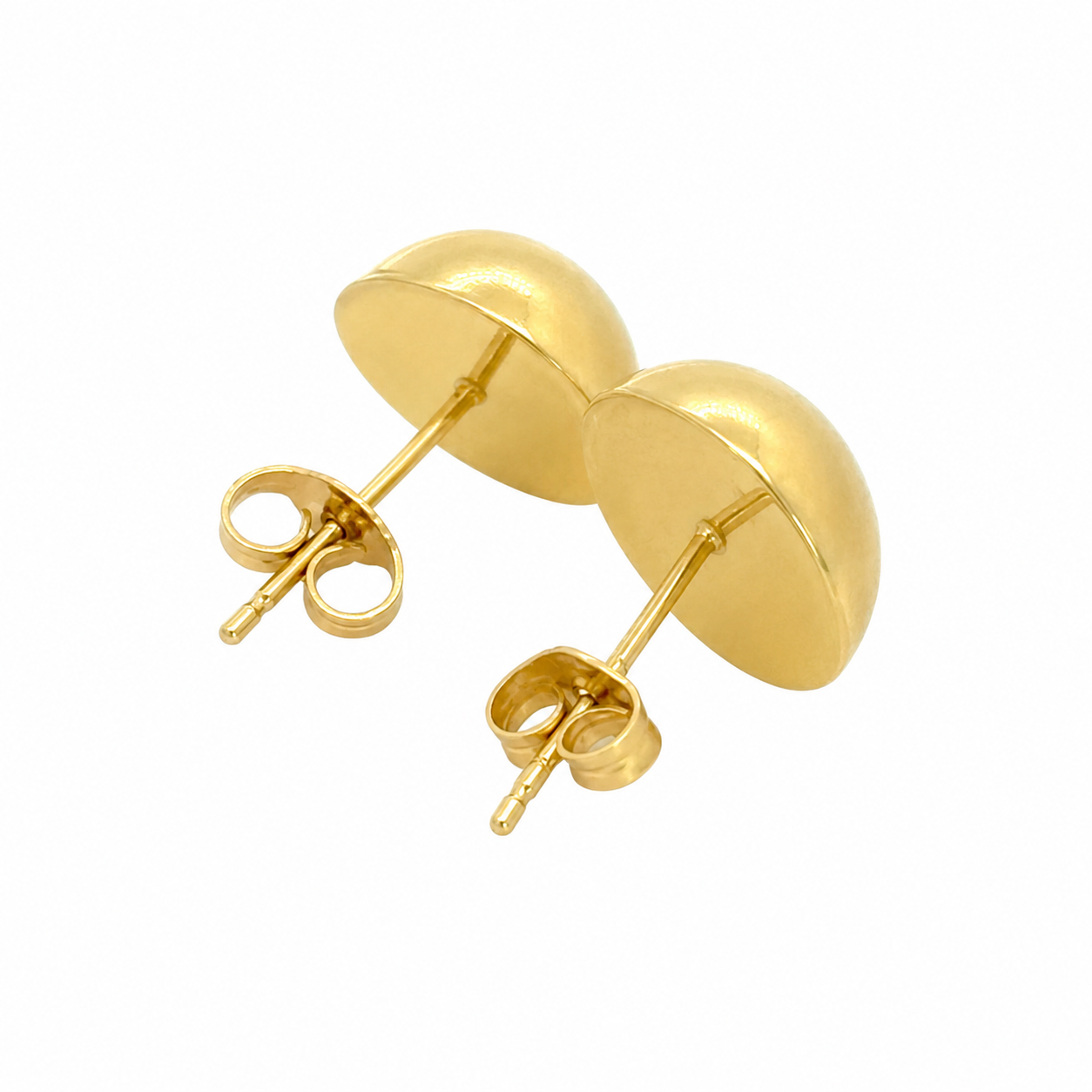14K Yellow Gold Dome Stud Earrings