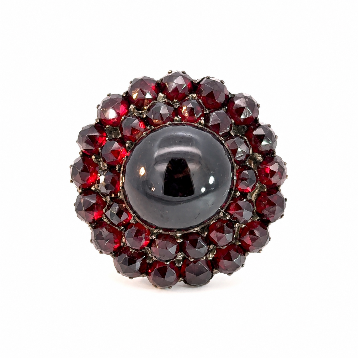 Vintage Yellow Gold Garnet Bloom Statement Ring