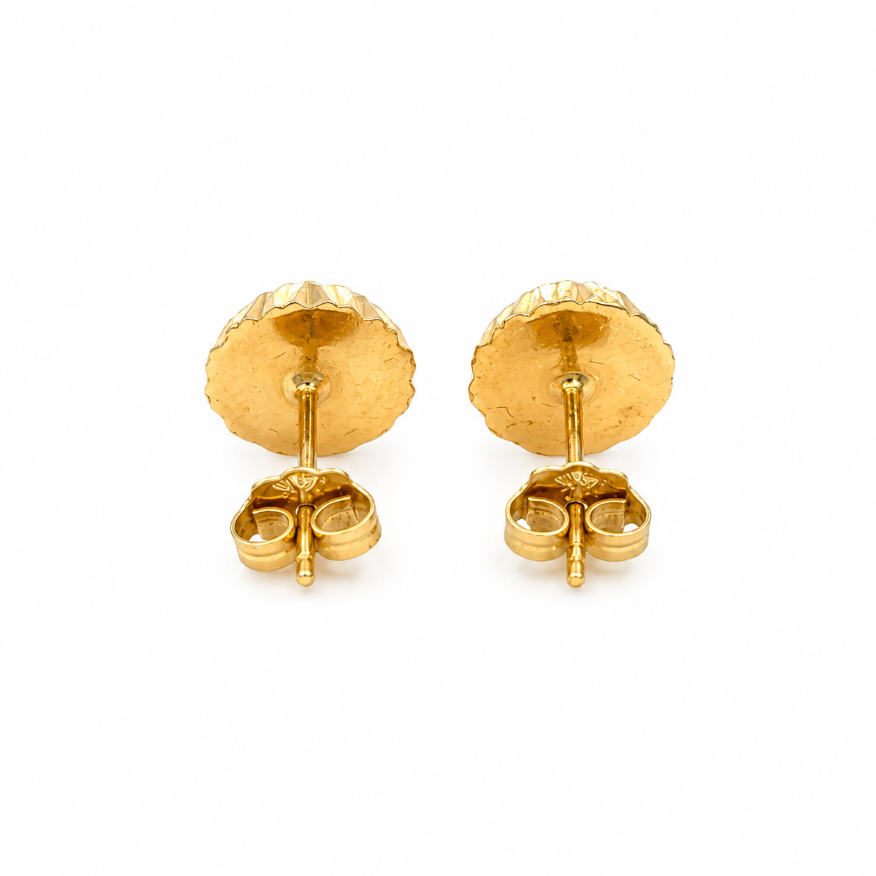 14K Yellow Gold Diamond-Cut Sunburst Stud Earrings