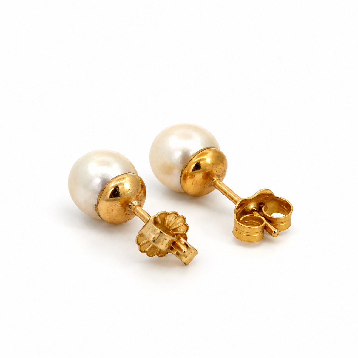 14K Yellow Gold 7mm Near-Round Cultured Pearl Stud Earrings