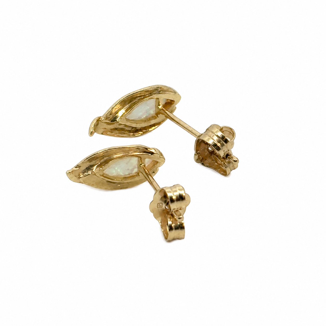 Marquise Opal Post Earrings in 14K Gold