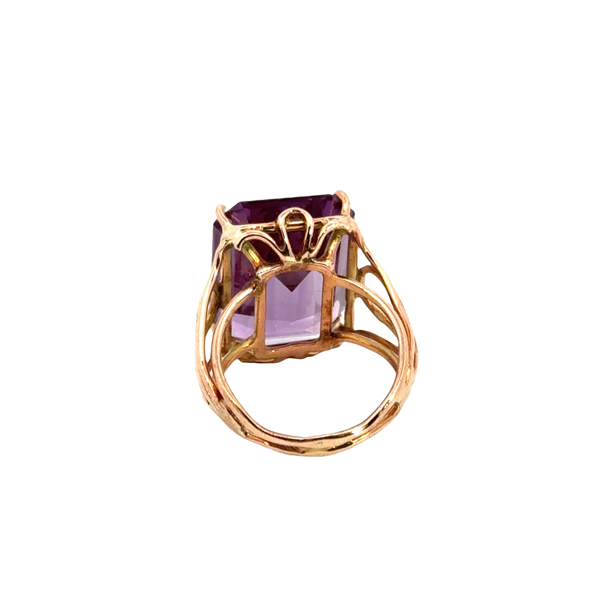 Vintage 1960s 14K Gold Amethyst Statement Ring
