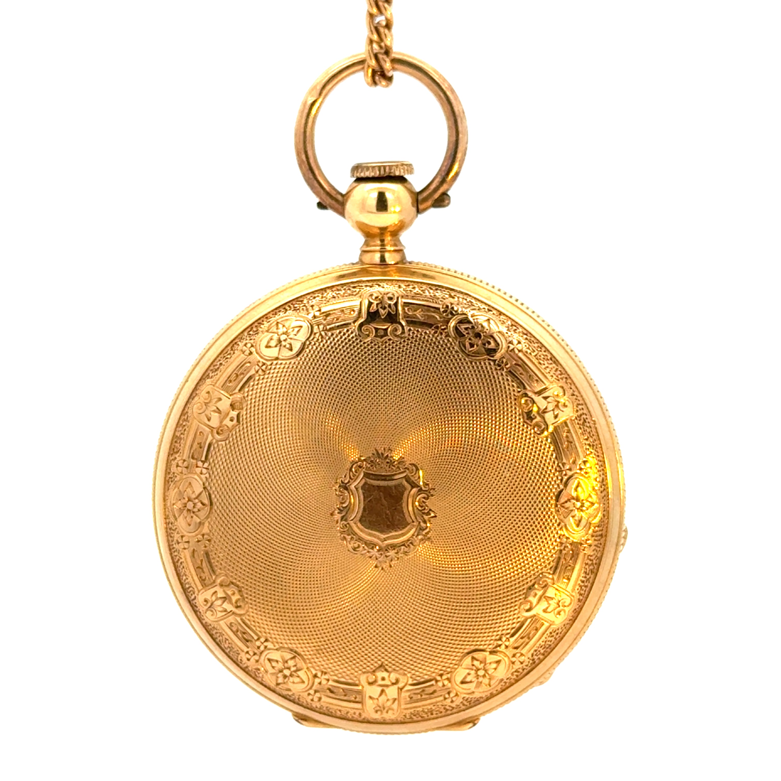 18k GOLD Overly ブローチUSAヴィンテージ Antique 18K Gold Pocket Watch Ornate Guilloché Case – Estate Jewelers