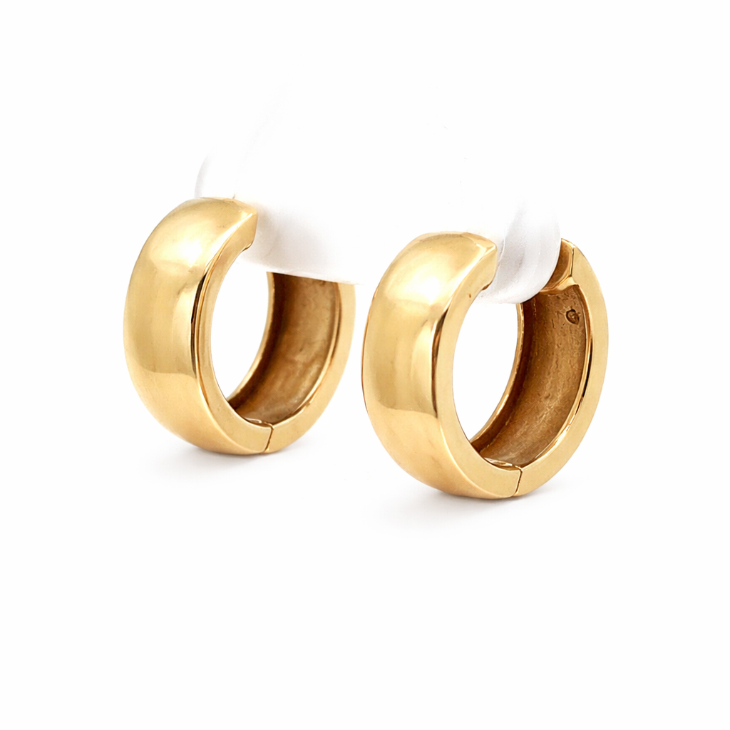 14K Yellow Gold Polished Huggie Hoop Earrings