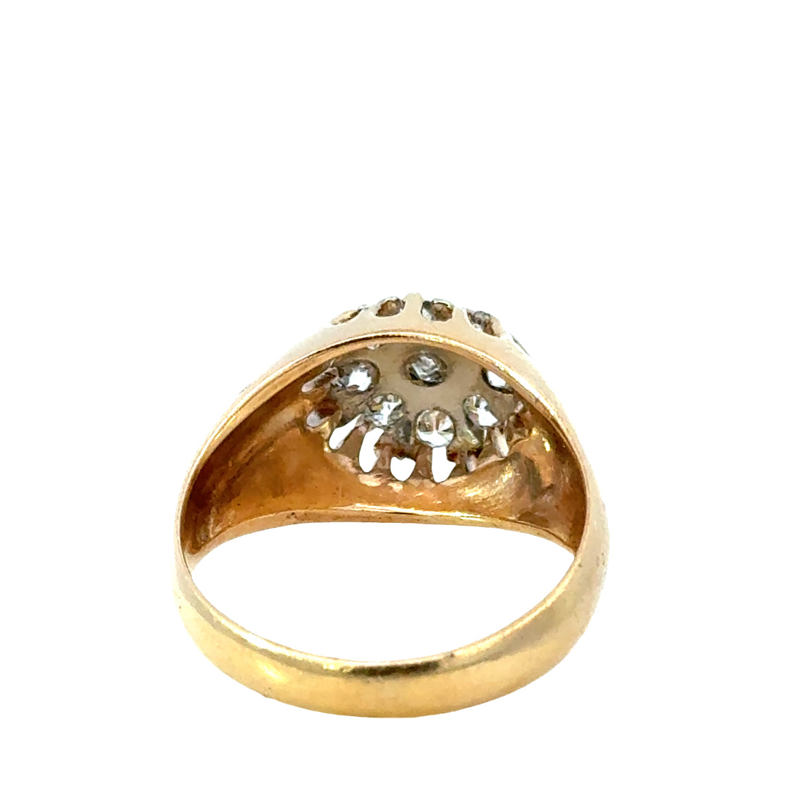 14K Gold Men’s Dome Ring with Diamond Cluster