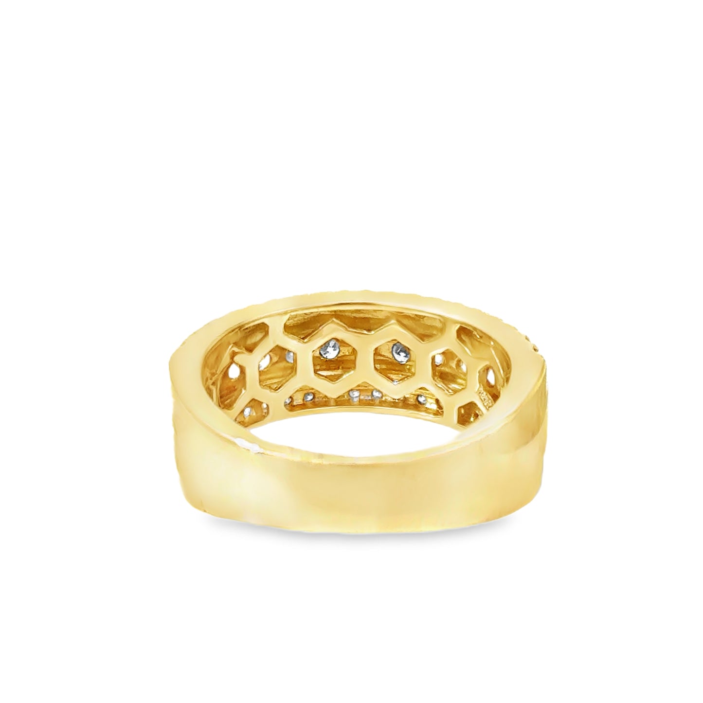 14K Yellow Gold Three-Row Luxury Men’s Diamond Ring