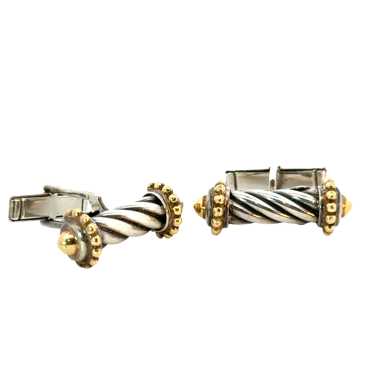 David Yurman Cable Cufflinks – Sterling Silver & 14K Yellow Gold