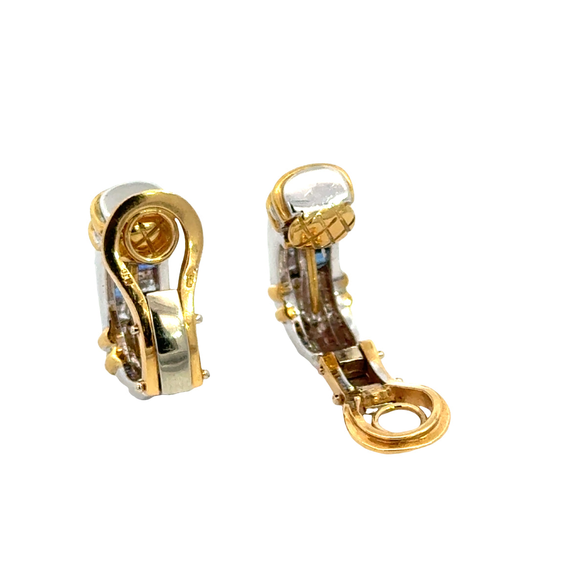 Sapphire & Diamond Channel-Set Clip-On Hoop Earrings in 18K Gold