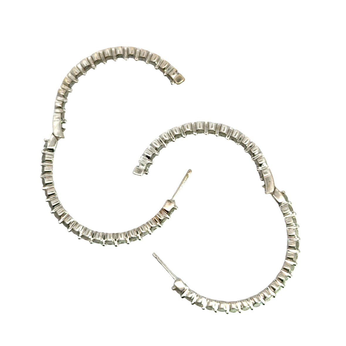 14K White Gold Diamond Hoop Earrings