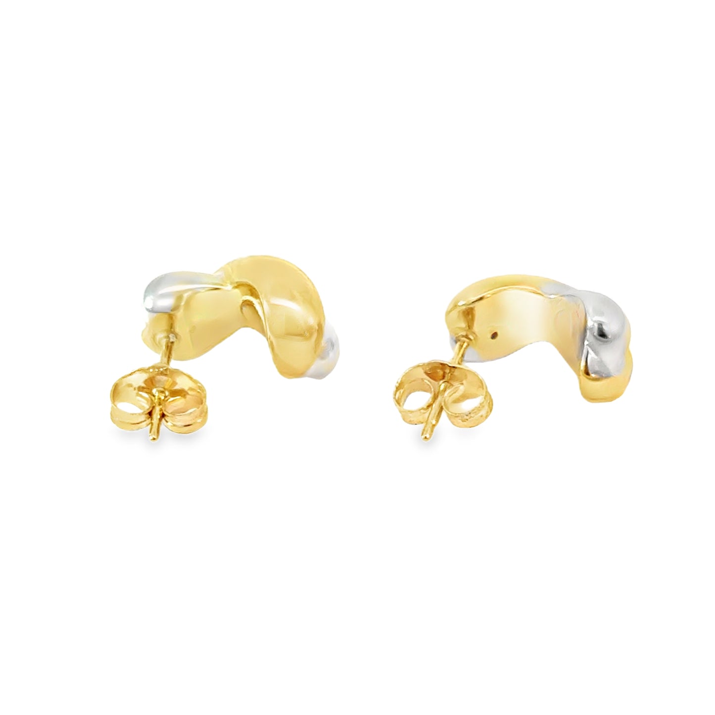 14K Two-Tone Gold Sculpted Knot Stud Earrings