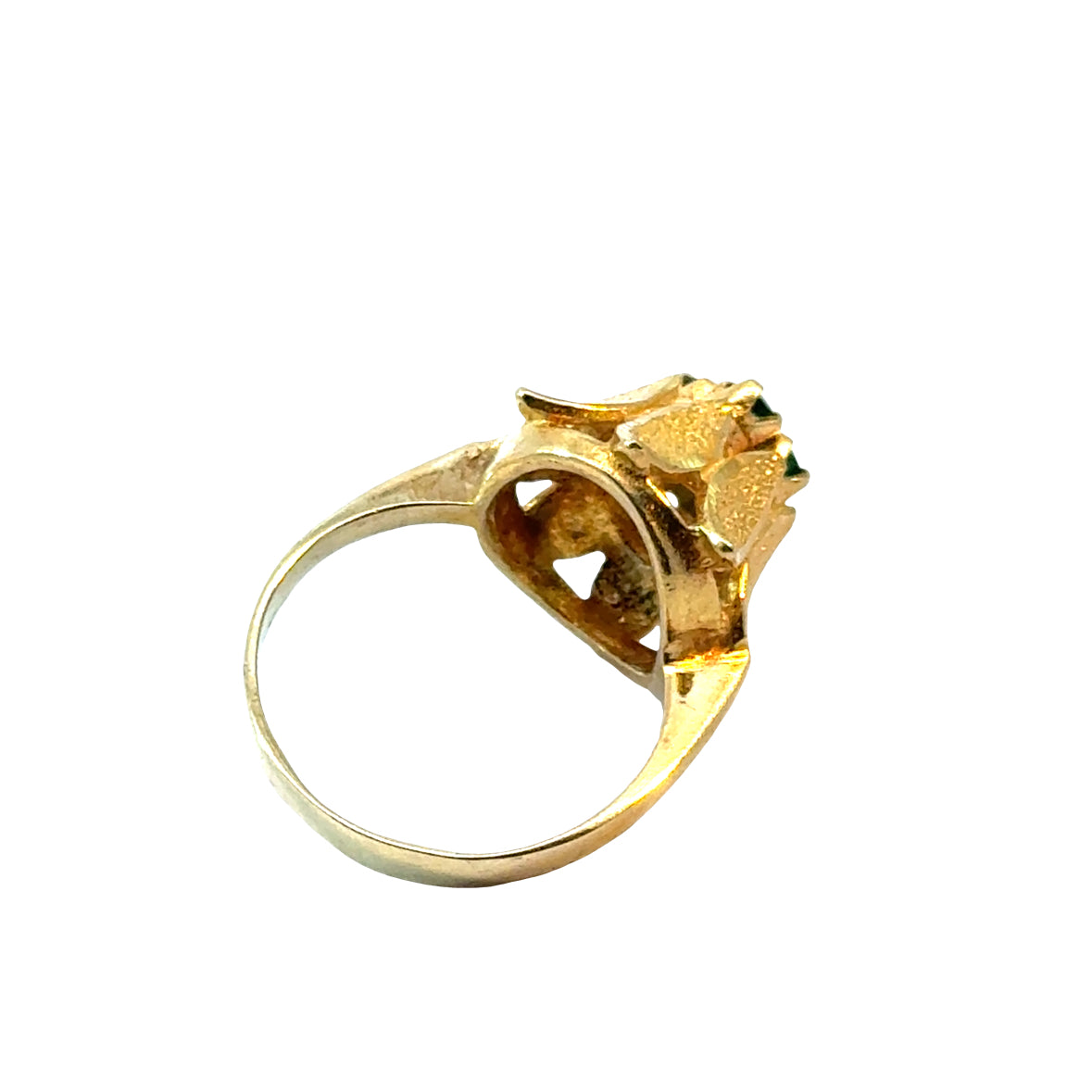 18K Yellow Gold Sweet Emerald Floral Dome Ring