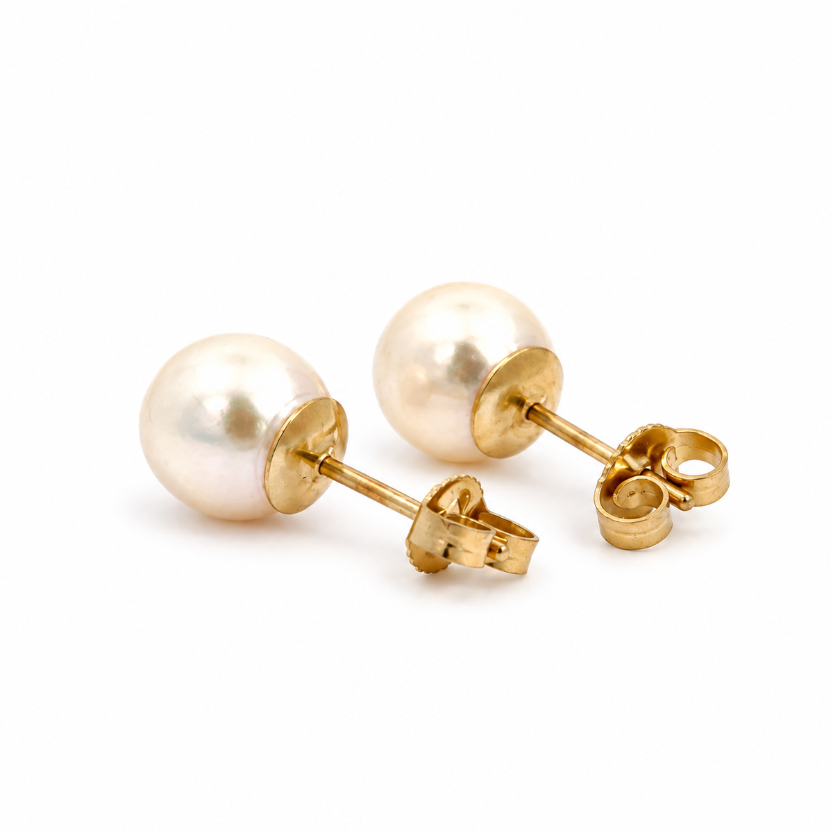 Yellow Gold 7mm Pearl Stud Earrings