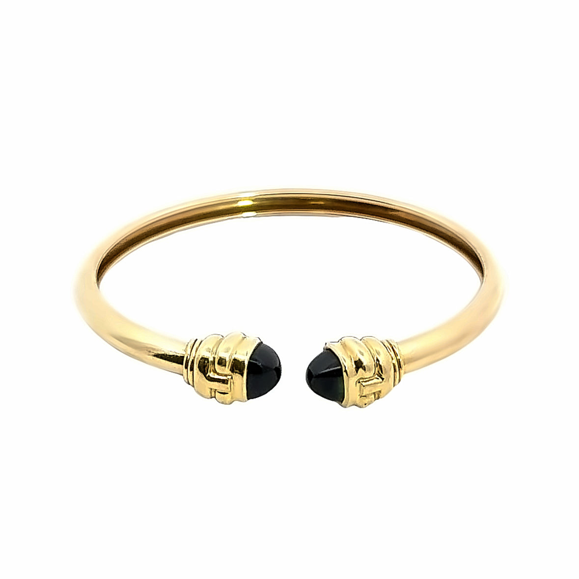 18K Yellow Gold Green Tourmaline Bangle