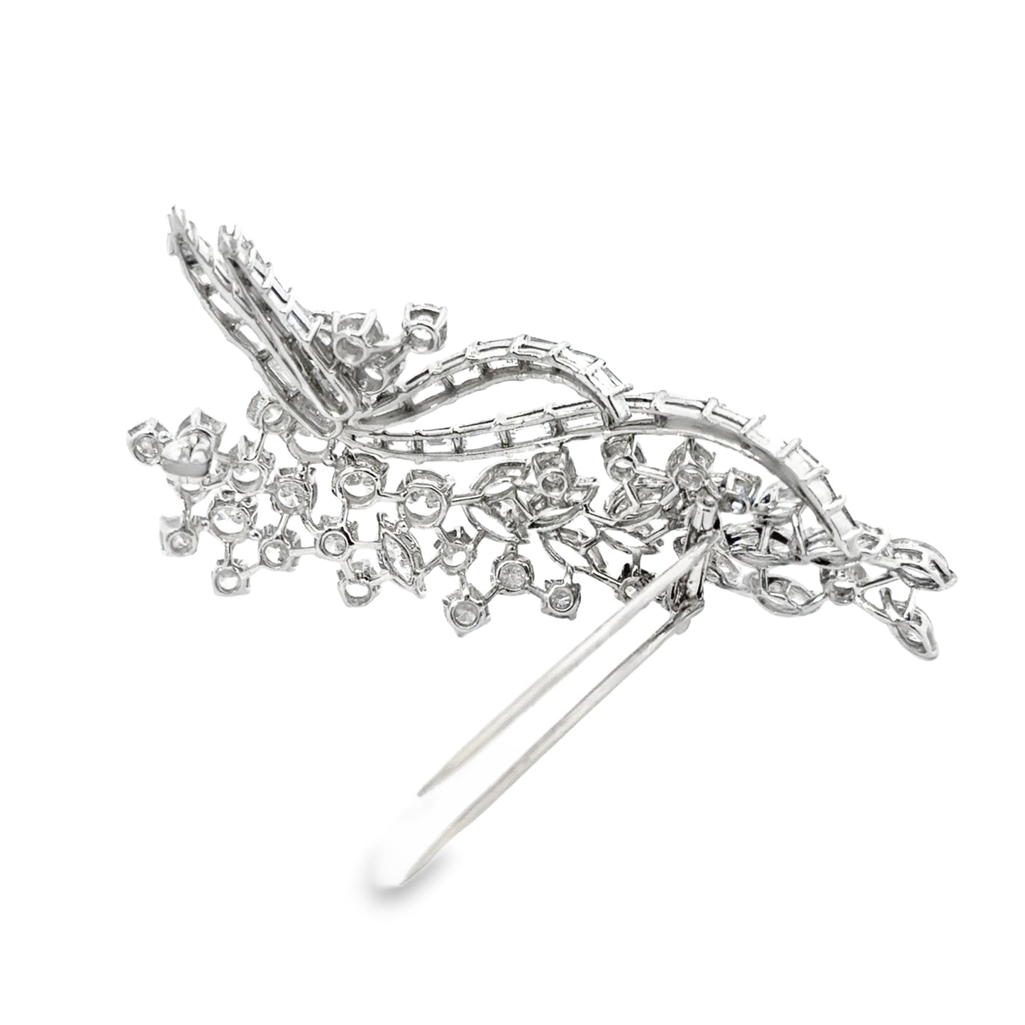 Antique Platinum & Diamond Cascading Leaves Brooch