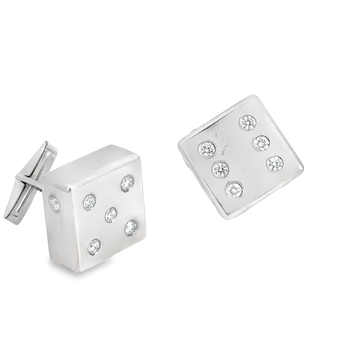 Platinum & Diamond Dice Cuff Links