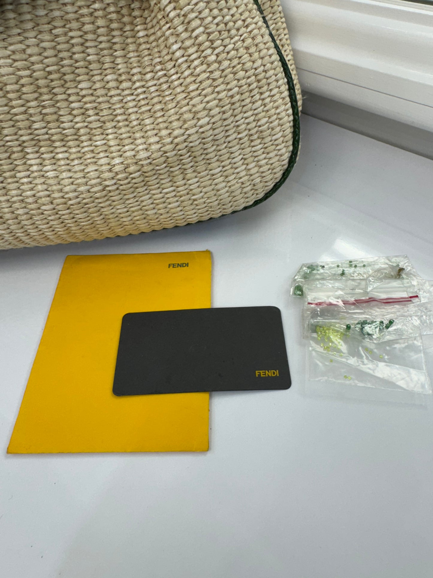 Rare Fendi Vintage Raffia & Python Embroidered B Bag Tote