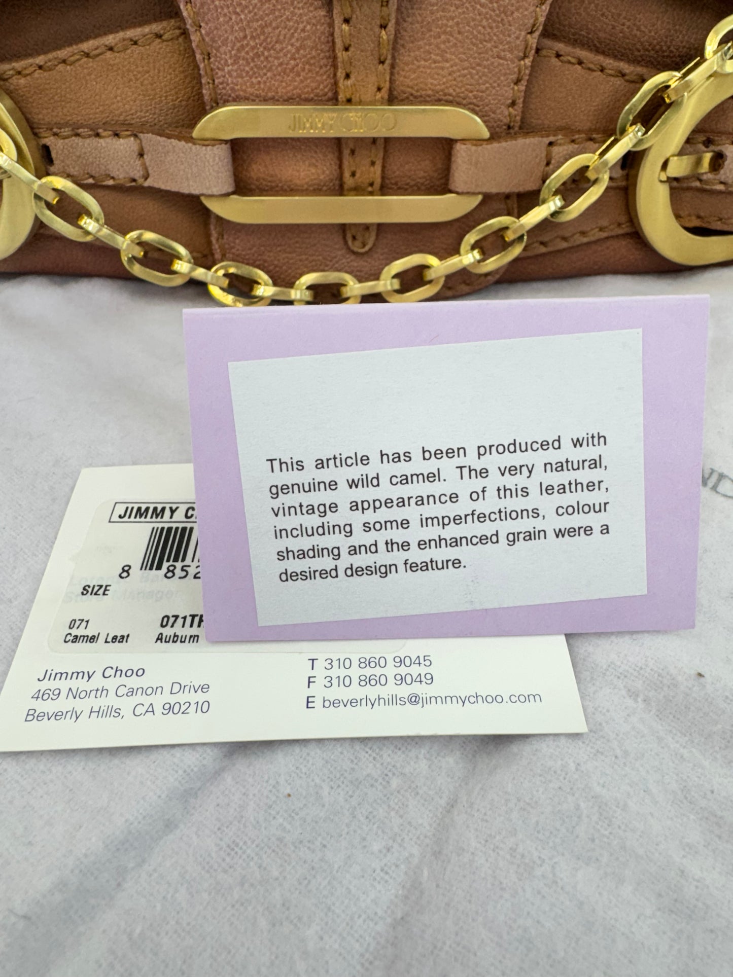 Jimmy Choo Vintage Camel Leather Buckle Shoulder Bag – Removable Chain Strap – Made in Italy