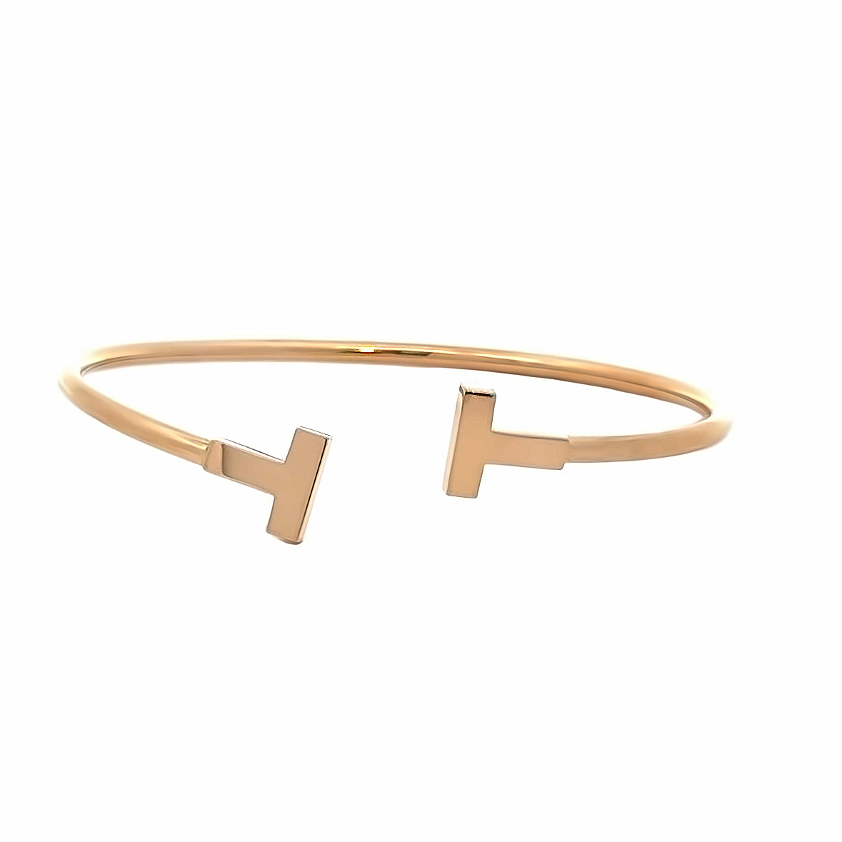 Tiffany & Co. T 18K Rose Gold Wide Wire Bangle