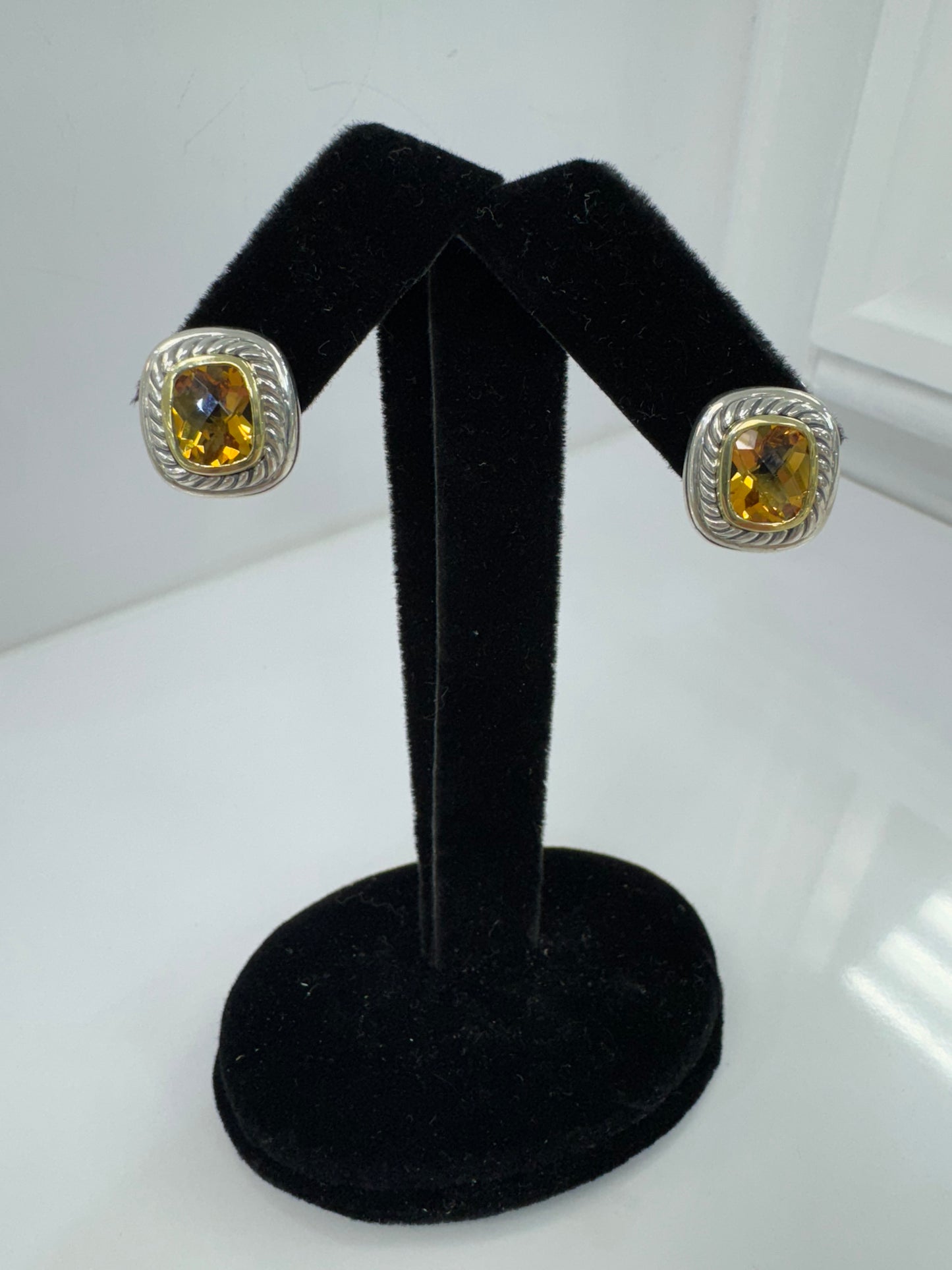 David Yurman Cable Classic Citrine & Two-Tone Clip Earrings