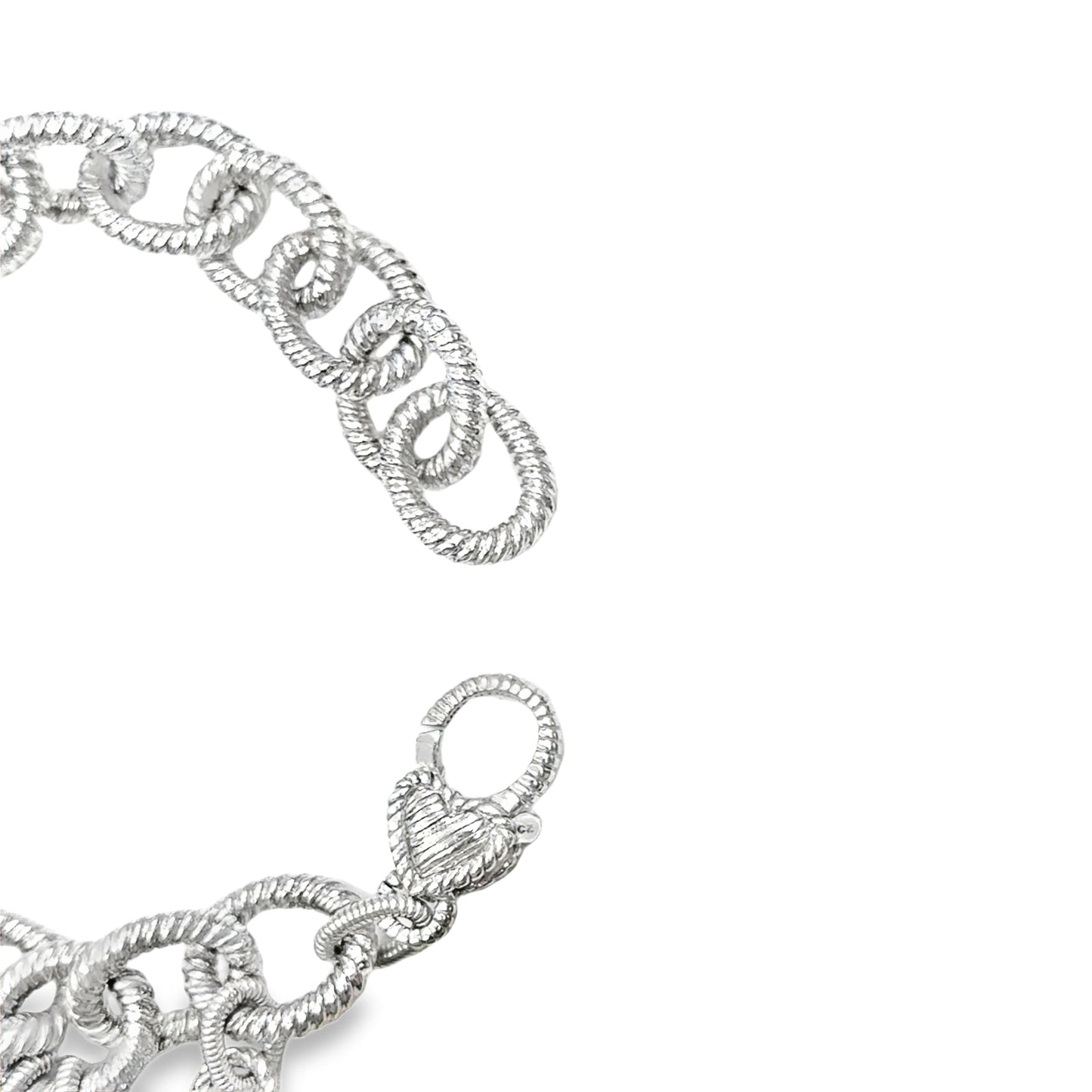 Judith Ripka Sterling Silver LOVE Charm Bracelet with Diamond Heart