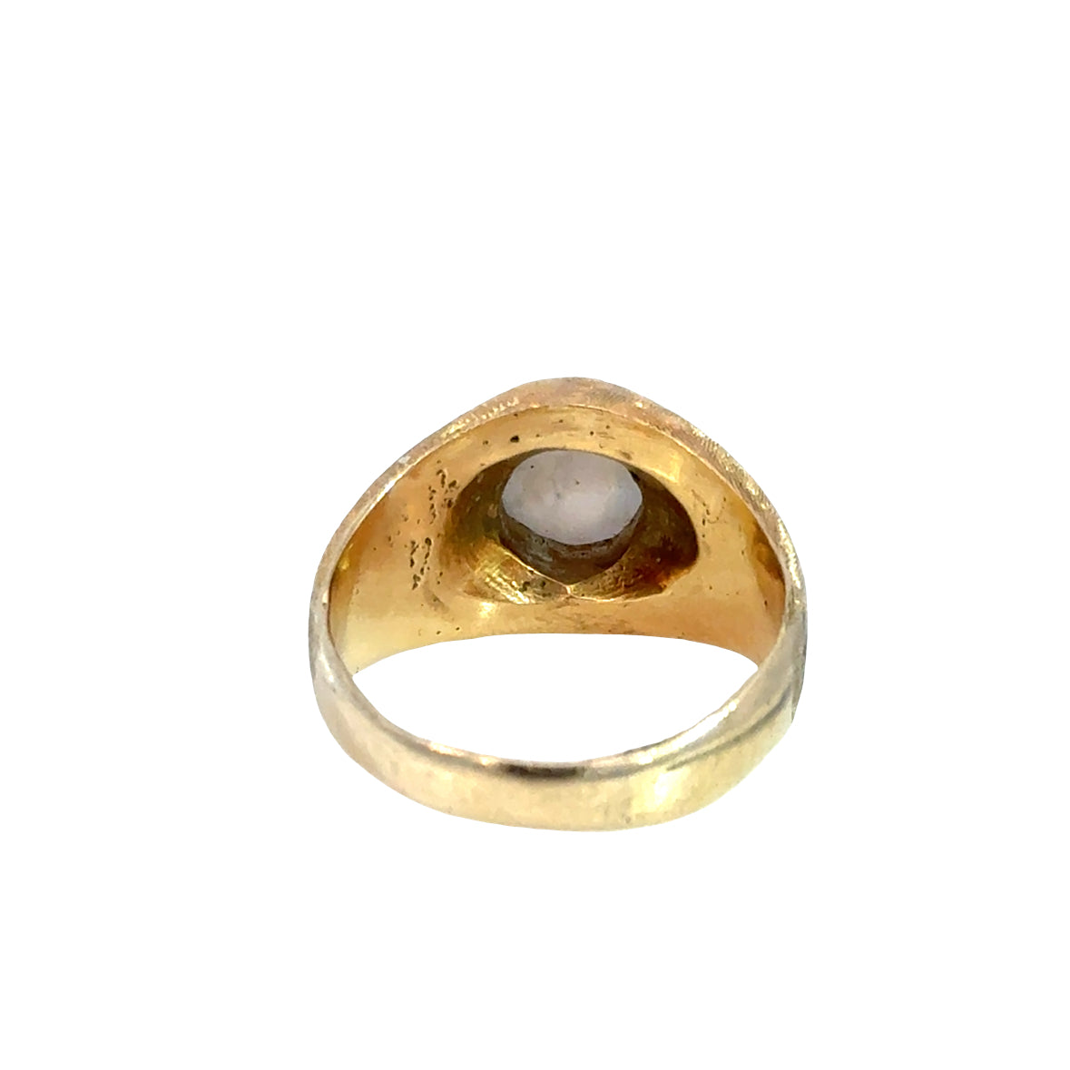 14K Yellow Gold Textured Men’s Ring with Star Moonstone