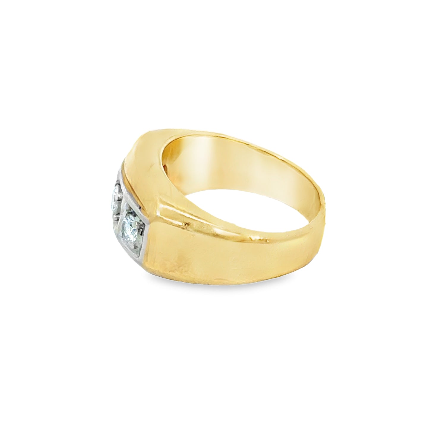 14K Yellow Gold Bezel Set 3-Diamonds Band Ring
