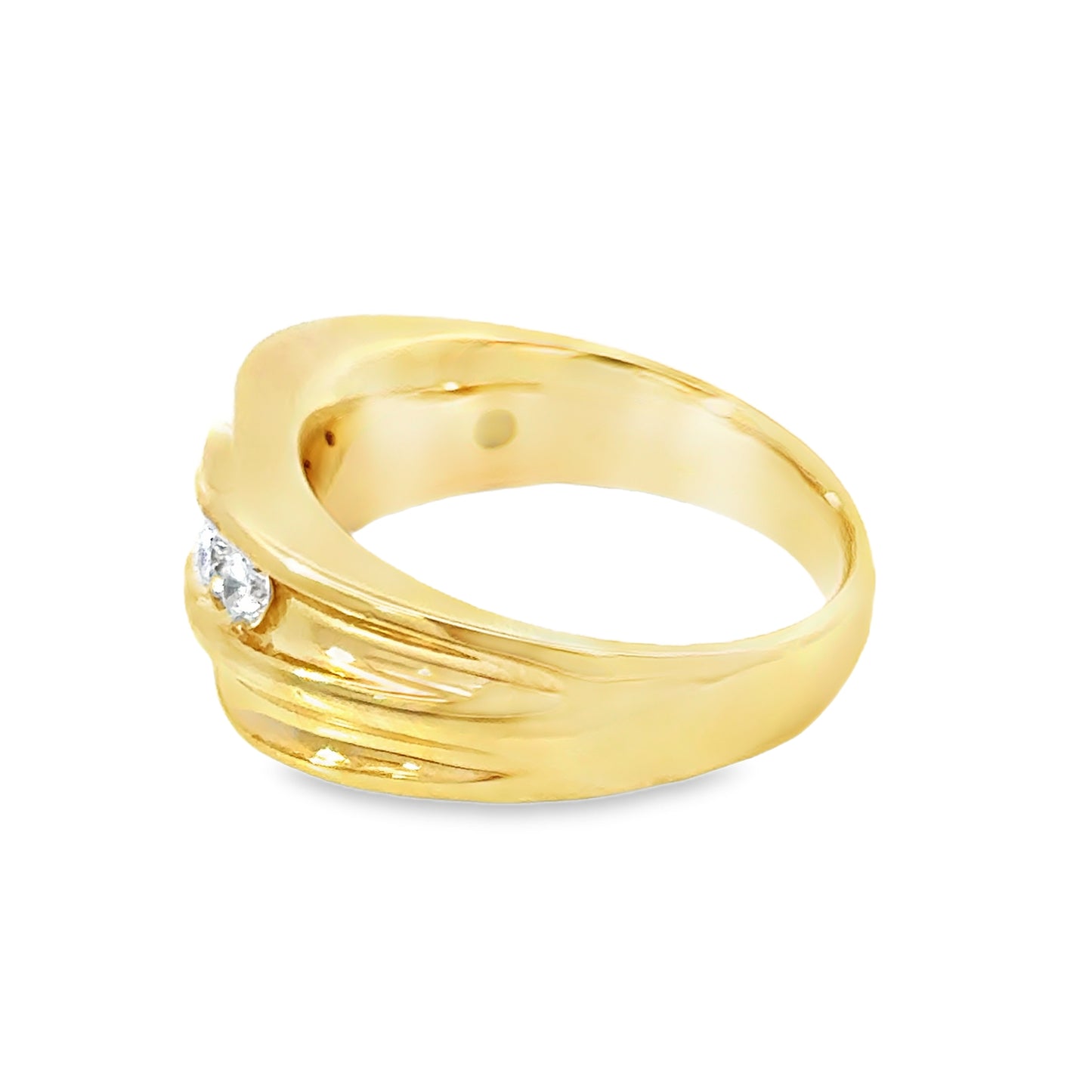 14K Gold Men’s Polished Diamond Row Ring