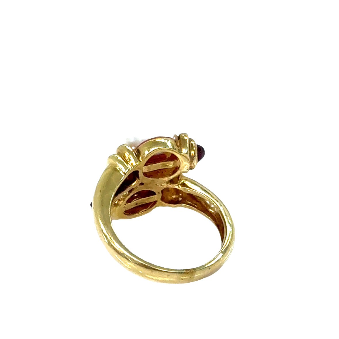 14K Yellow Gold Double Pearl & Ruby Accent Ring