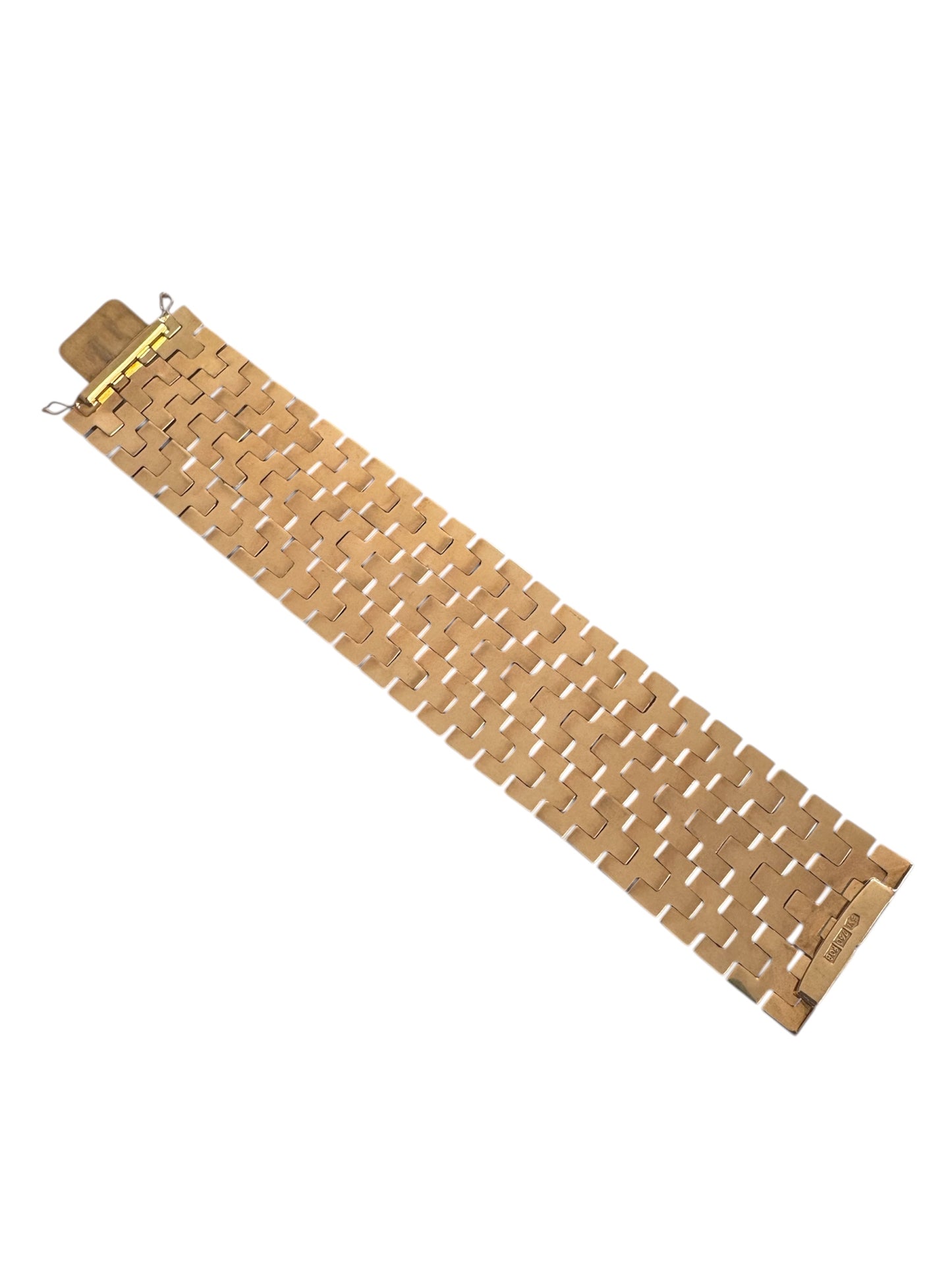 Vintage Italian 18K Yellow Gold Wide Multi-Row Link Bracelet - 1990’s