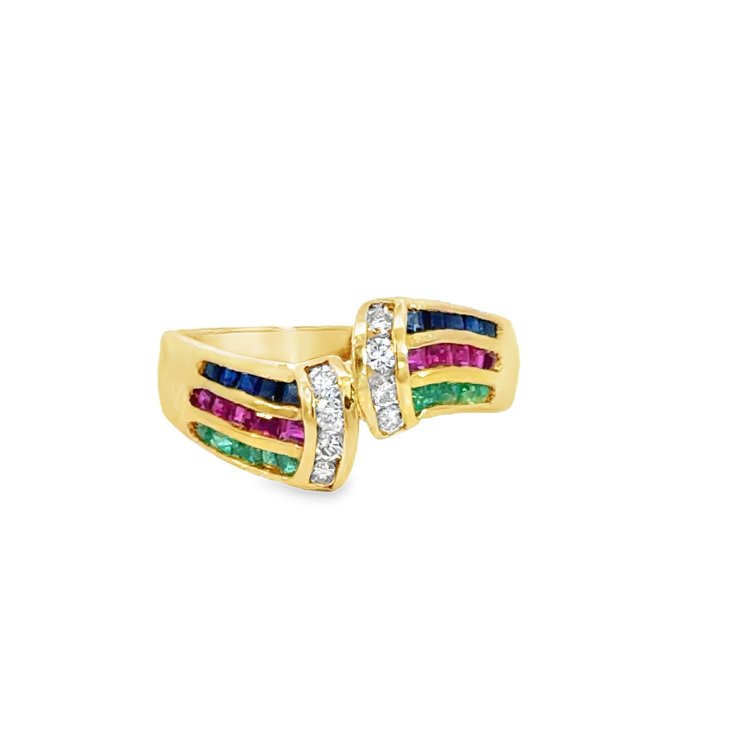 18K Yellow Gold Multi-Stone Wrap Around Ring