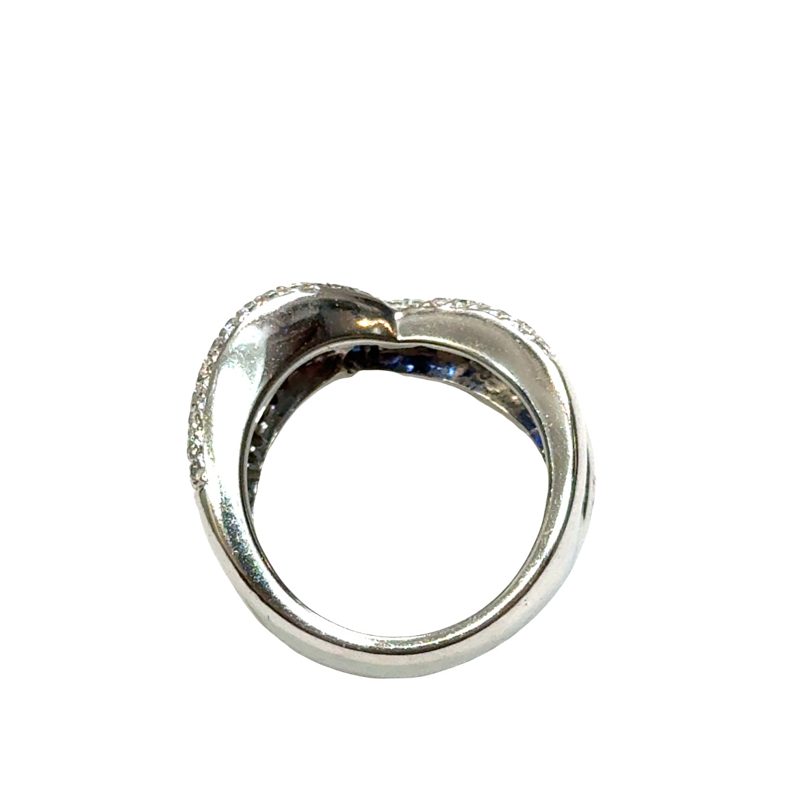 Luxury 18K White Gold Sapphire and Diamond Twist Band Ring