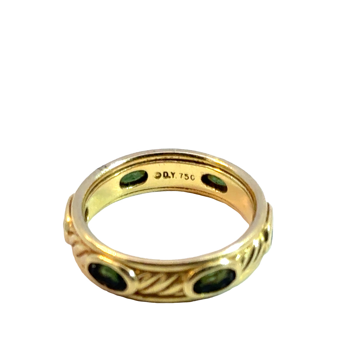 David Yurman 18K Yellow Gold Green Peridot Eternity Band
