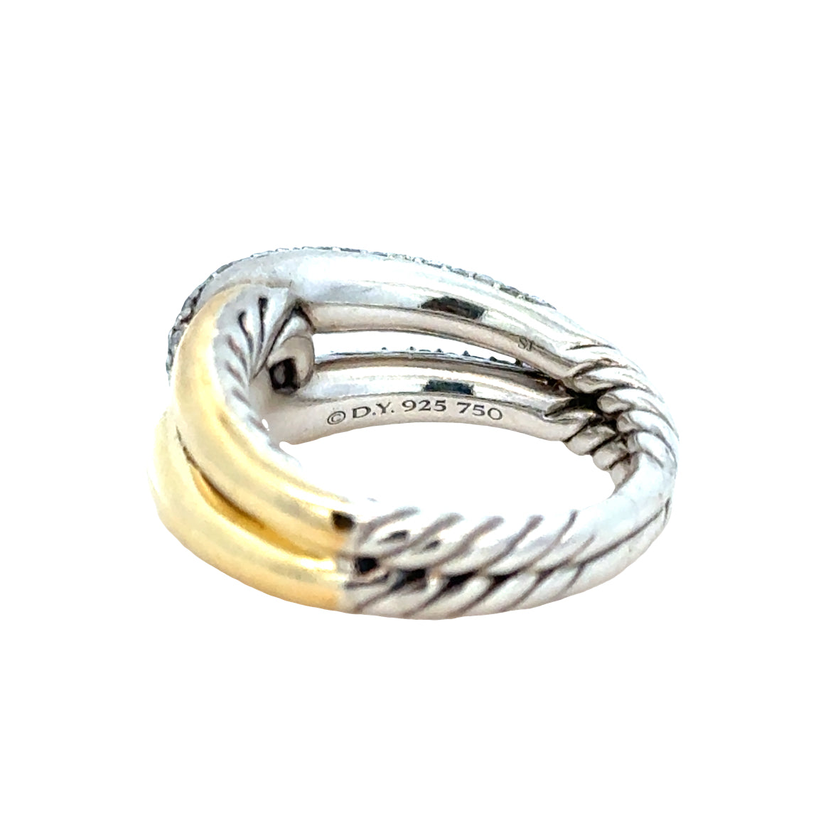 David Yurman Sterling Silver & 18K Gold Diamond Labyrinth Ring