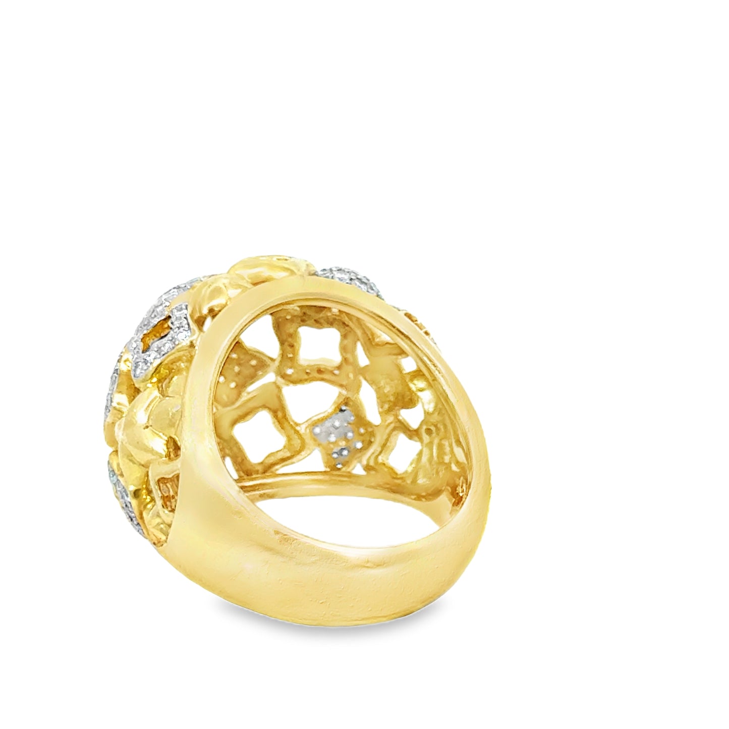 David Yurman 18K Yellow Gold Diamond Quatrefoil Statement Ring