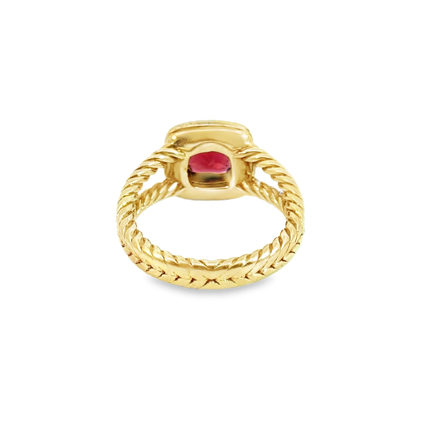 David Yurman 18K Yellow Gold Garnet & Diamond Ring