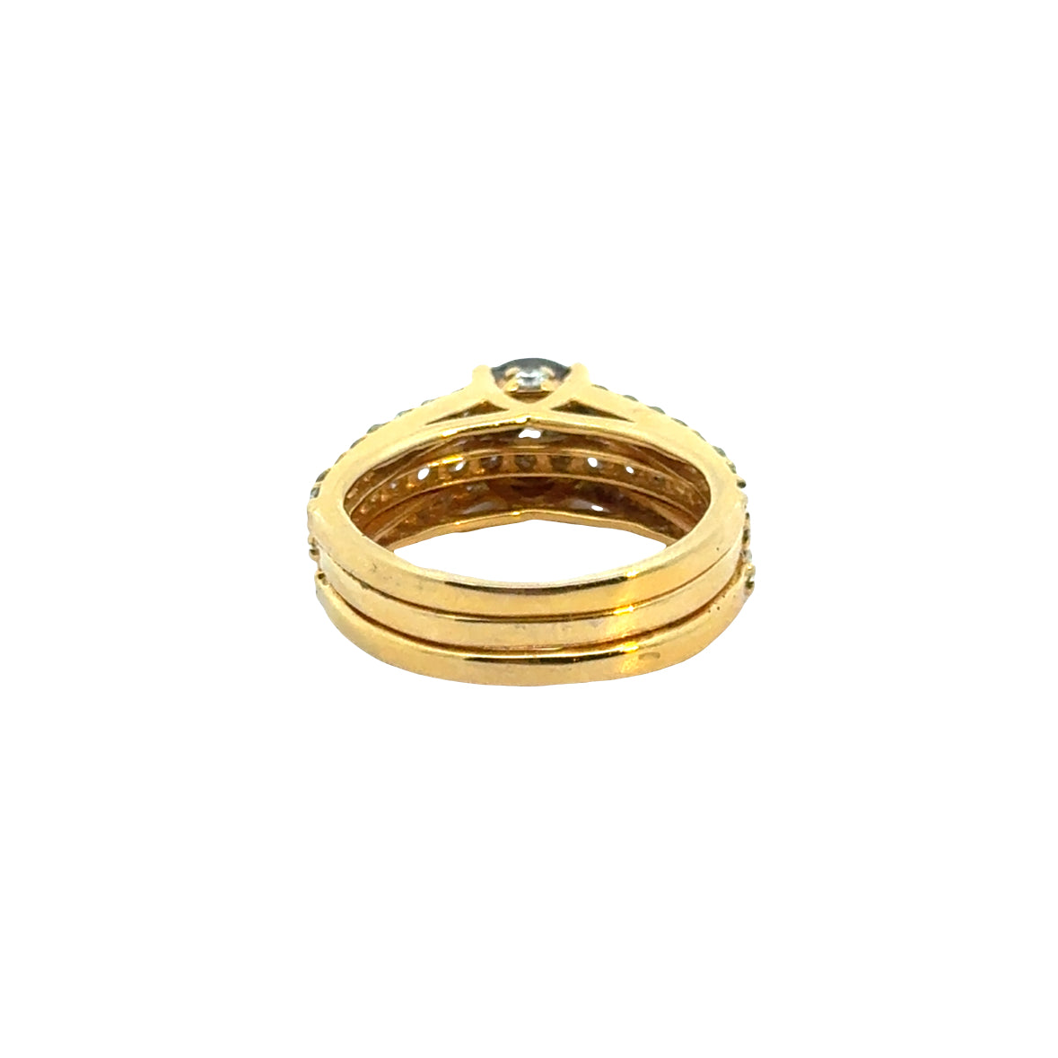 Luxury 14K Yellow Gold Ring with Yellow Diamond Center & Pavé White Diamonds