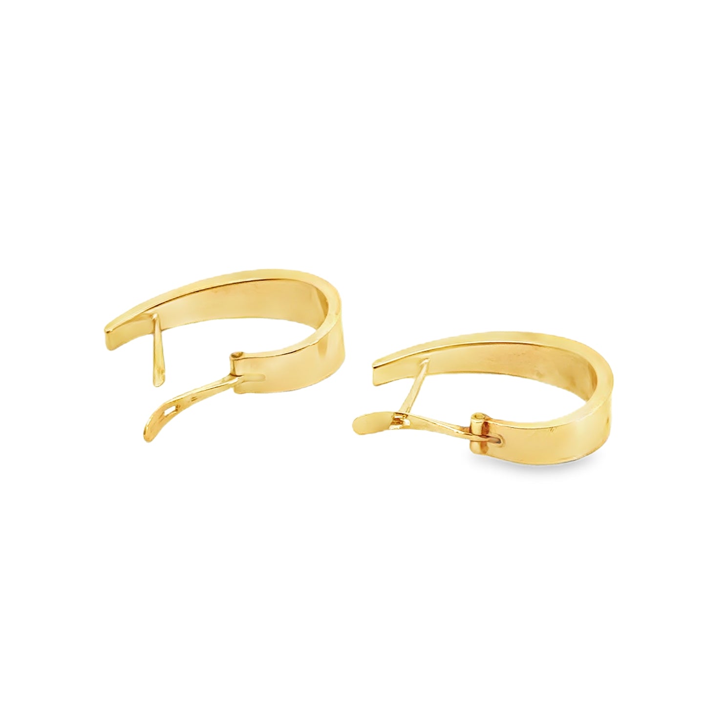 14K Yellow Gold Tapered Hoop Earrings