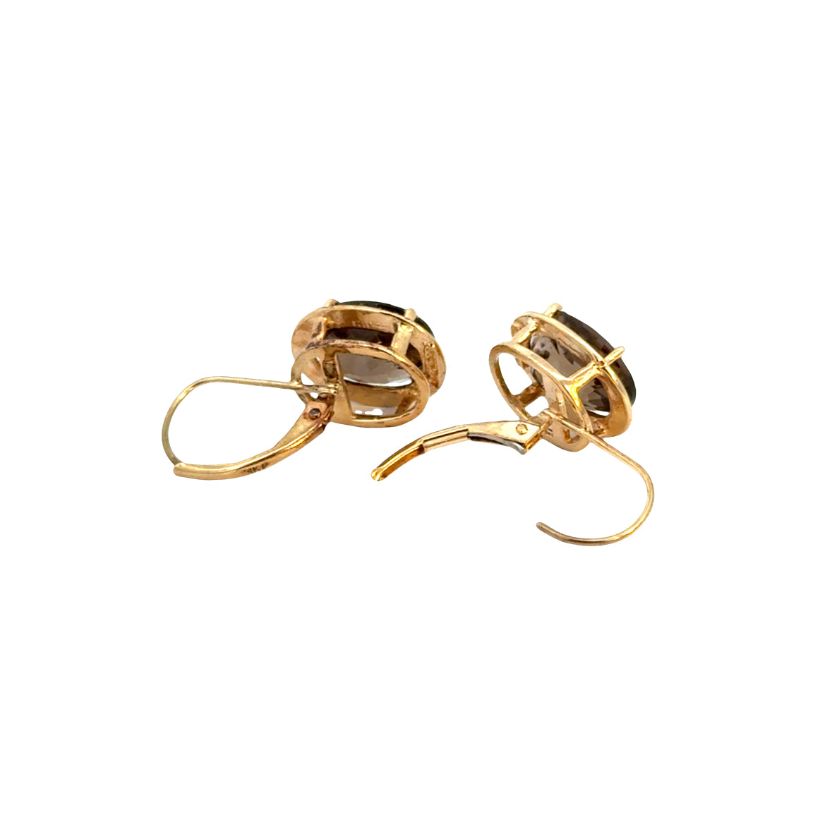 Smoky Topaz & Yellow Gold Drop Earrings