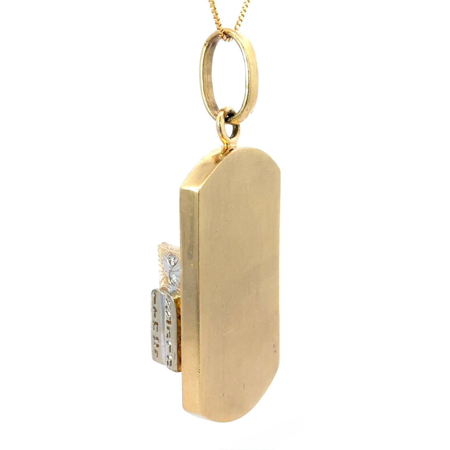 14K Yellow Gold Ten Commandments Torah Scroll Pendant with Diamonds & Rubies