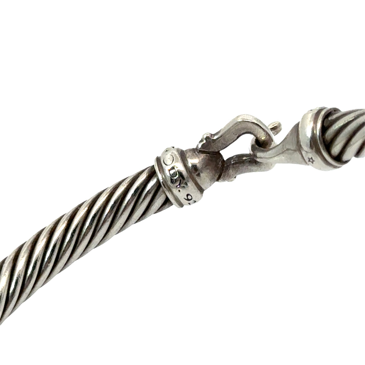David Yurman Diamond Buckle Classic Cable Bracelet Sterling Silver 7” 5mm