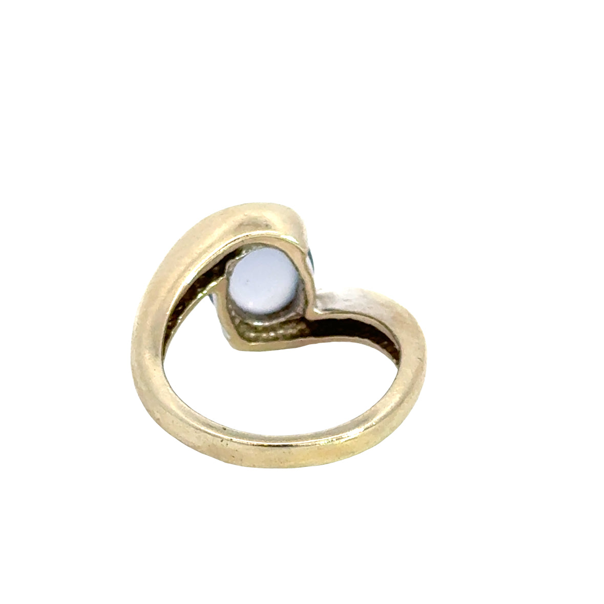 14K White Gold Moonstone Bypass Style Ring – Pastel Lavender Cabochon