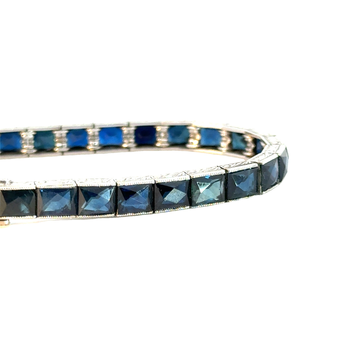 Exquisite Art Deco Platinum & Sapphire Tennis Bracelet