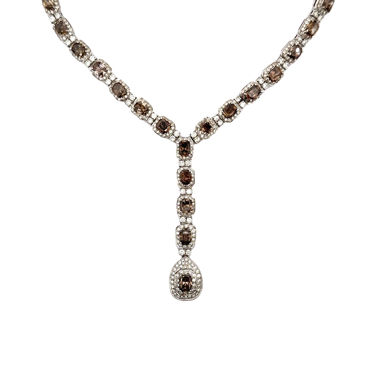 18K White Gold Chocolate & White Diamond Necklace