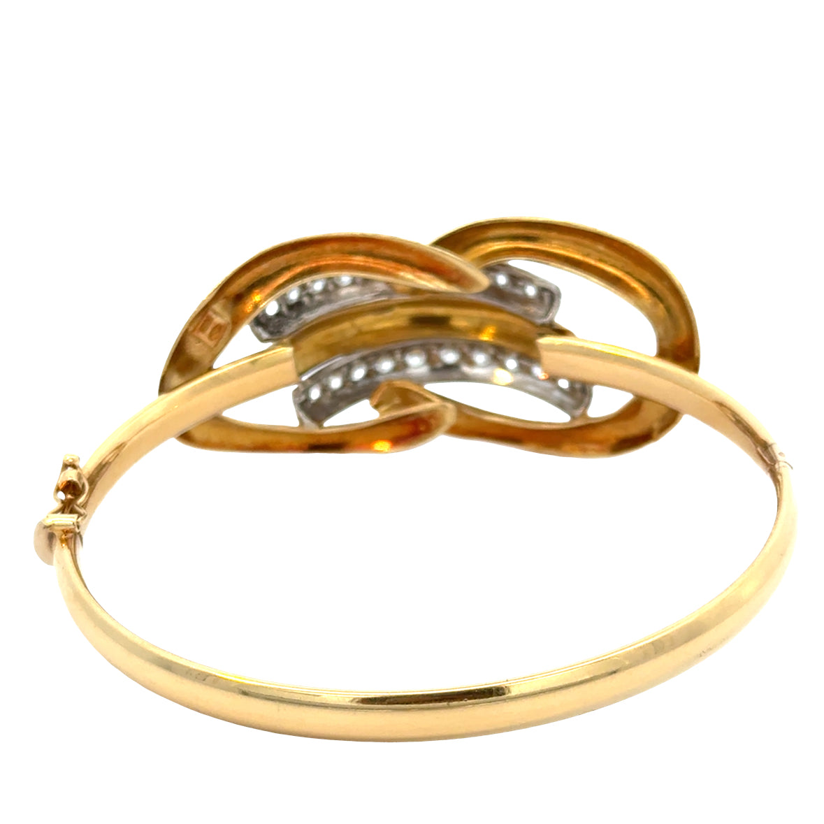 Classic 18K Yellow Gold Diamond Knot Bracelet, Circa Late 20th Century