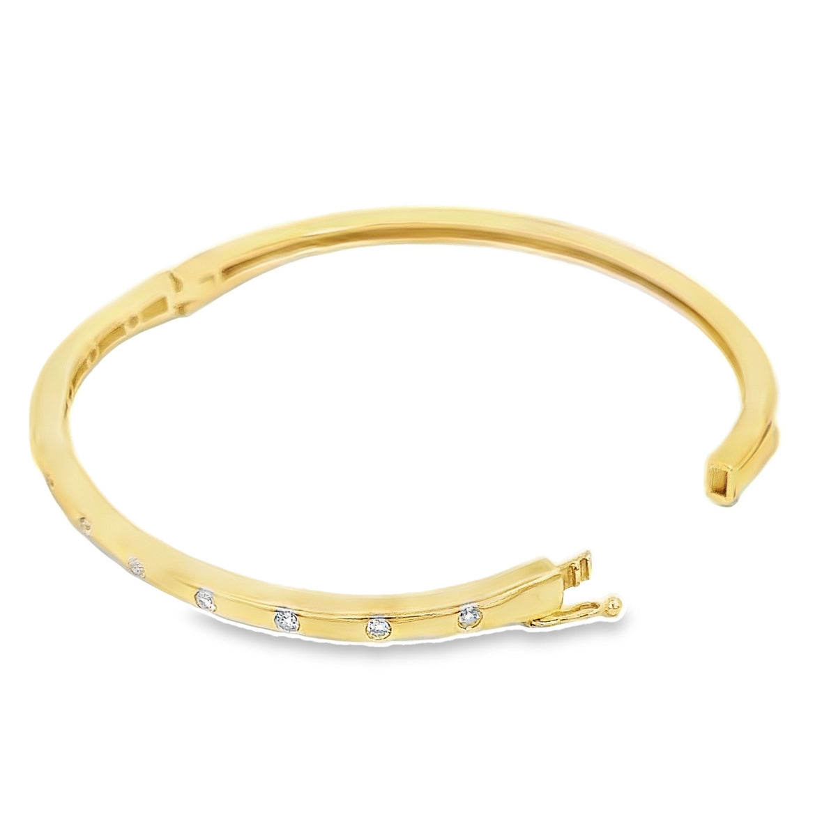 14K Yellow Gold & Diamond Accents Bangle