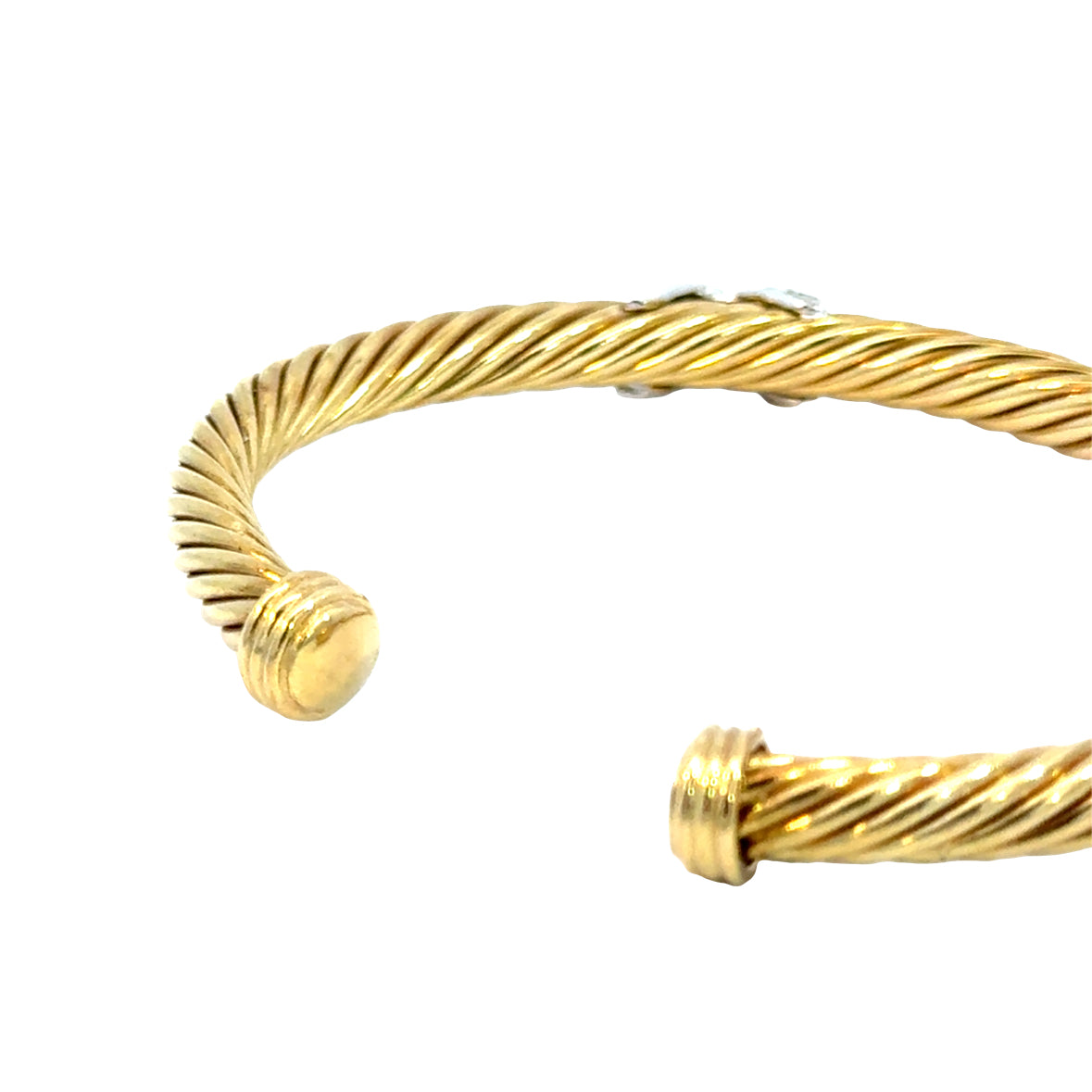 14K Yellow Gold Diamond Twisted Cable Bangle Bracelet