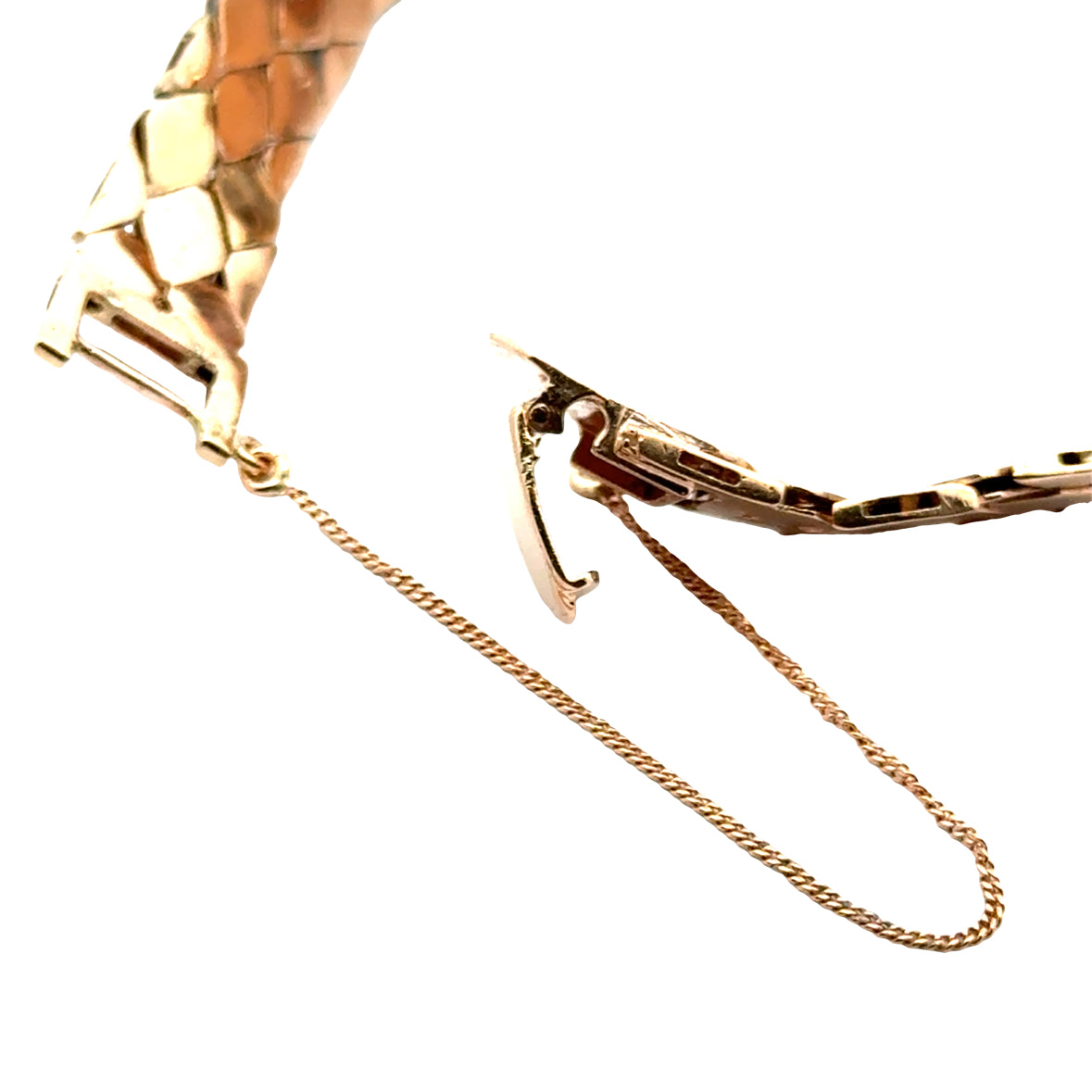 14K Rose Gold Retro Bulova Ruby & Diamond Covered Watch Bracelet – 1940s Glamour