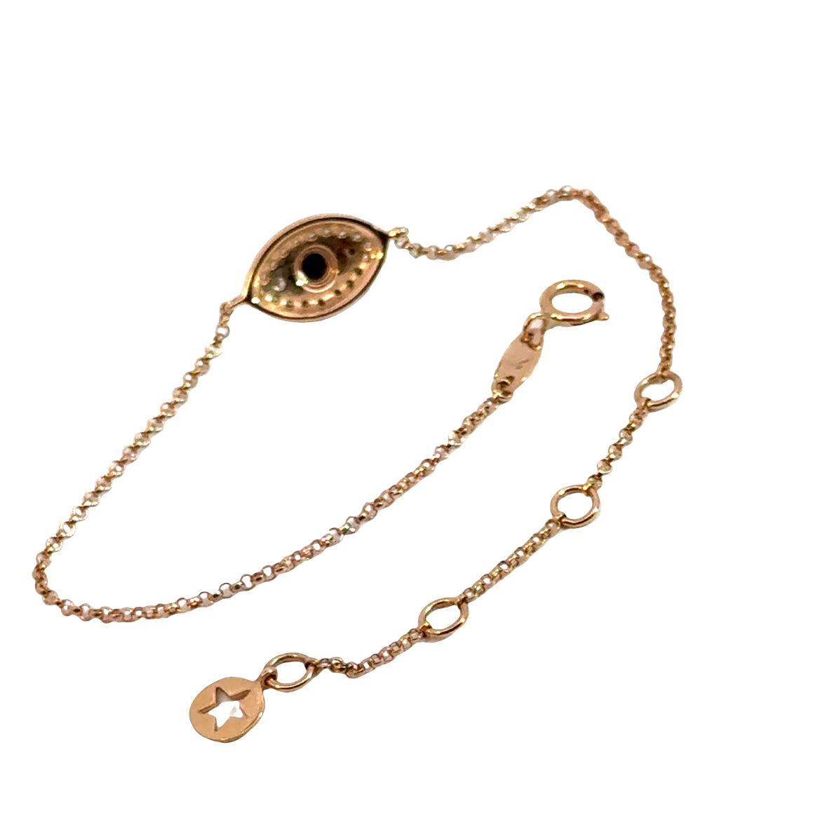 Delicate 18K Gold Sapphire Evil Eye Bracelet for Children, Adjustable