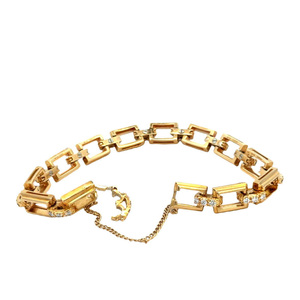 Elegant 18K Gold VVS Diamond Geometric Link Bracelet
